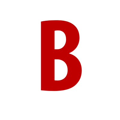 Letra B vermelha em fundo branco