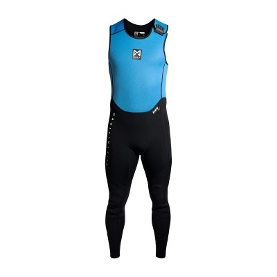 Fato de mergulho sem mangas azul e preto com logótipos M e MAUI