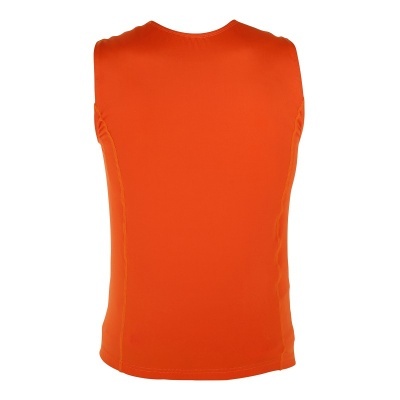 Camisola sem mangas laranja vista de costas