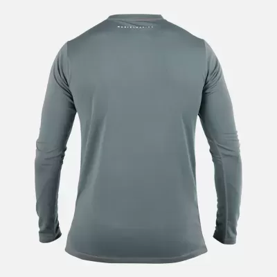 Camisola desportiva cinzenta de manga comprida vista de costas