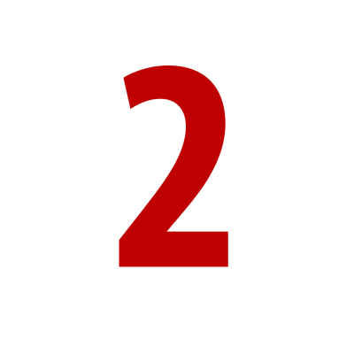 Número 2 vermelho em fundo branco