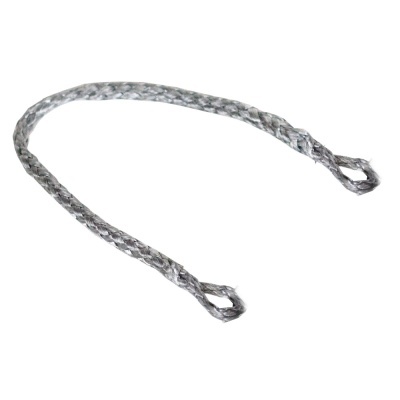 Corda cinzenta trançada com olhais nas extremidades