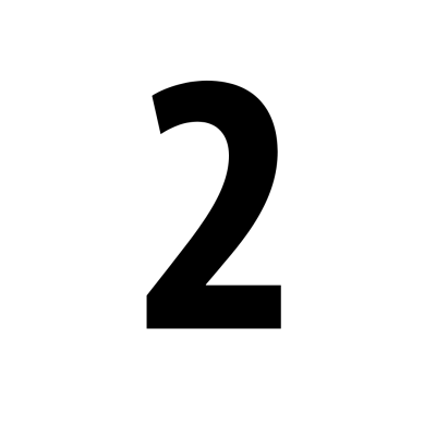 Número 2 preto em fundo branco