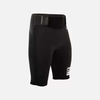 Calções desportivos pretos com fecho de velcro e logótipo branco MZ