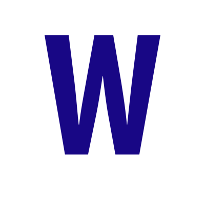 Letra W azul escura em fundo branco