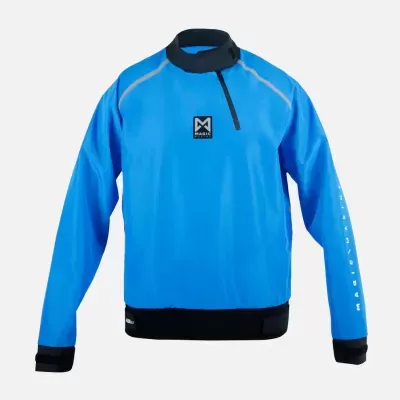 Sweatshirt azul com gola preta e fecho curto com logo Magic Marine