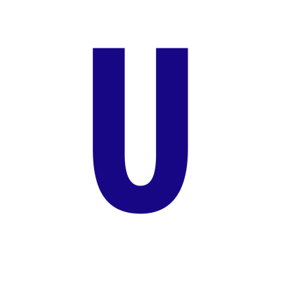 Letra U azul escuro
