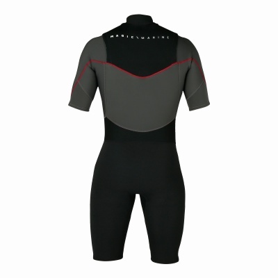 Fato de mergulho de neoprene cinza escuro e preto com texto MAGIC MARINE nas costas
