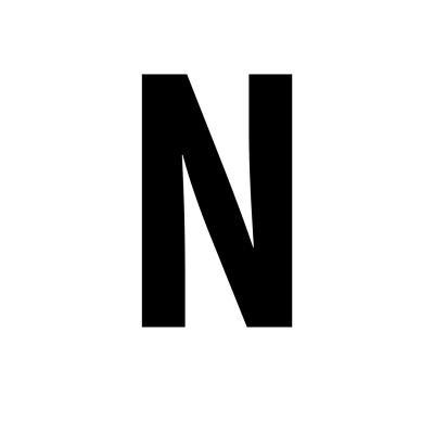 Letra N maiúscula preta em fundo branco