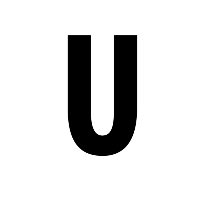 Letra U maiúscula preta em fundo branco
