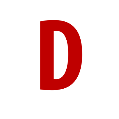 Letra maiúscula D em vermelho