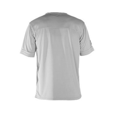 T-shirt desportiva cinzenta clara vista de costas