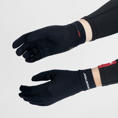 Par de luvas desportivas pretas com texto BOOSTER e HOT