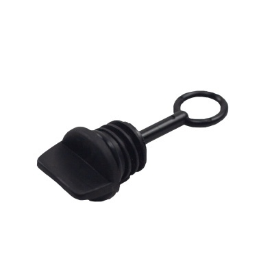 Tampa plástica preta com rosca e argola circular