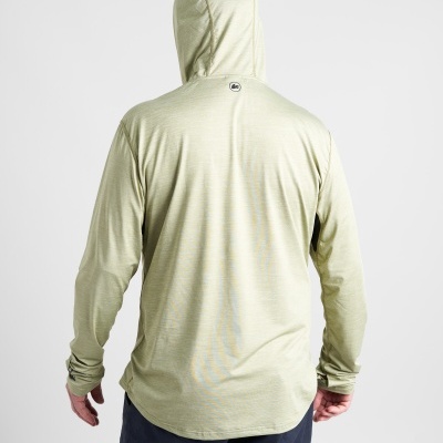 Camisola com capuz verde claro de costas