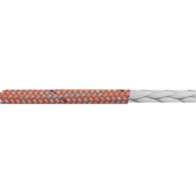 Corda ou cabo trançado vermelha e cinzenta com textura de fibras