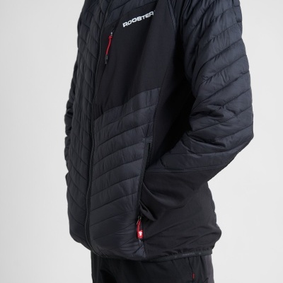 Casaco desportivo preto acolchoado com logo ROOSTER