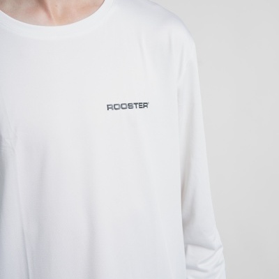 Camisola branca de manga comprida com logo ROOSTER no peito