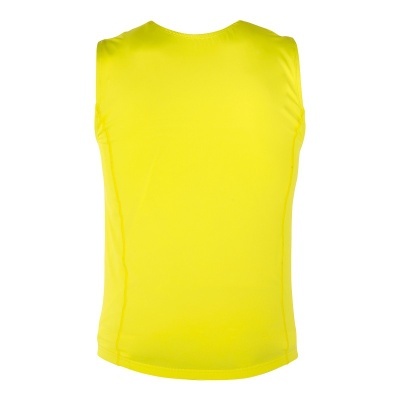 Colete amarelo liso com corte simples em fundo branco