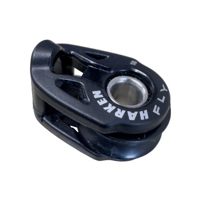 Polia preta com rolamento central e texto Haiken Fly