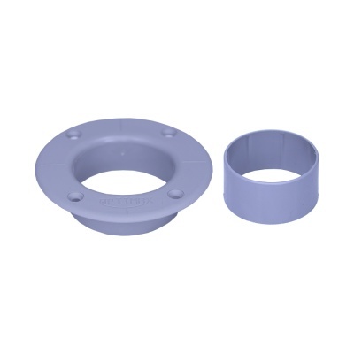 Anel largo e tubo curto de plástico cinzento