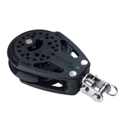 Polia de bloqueio preta com componentes metálicos