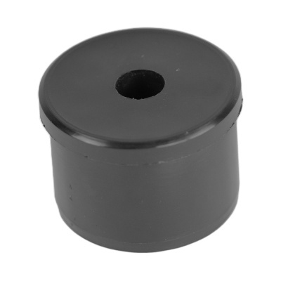 Peça cilíndrica preta em plástico com orifício central