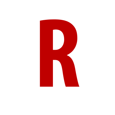 Letra R vermelha em fundo branco