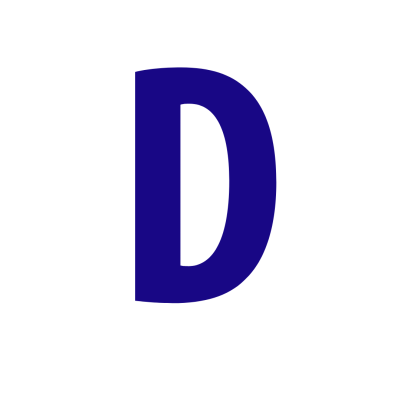 Letra D azul escuro em fundo branco
