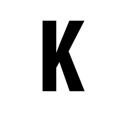 Letra preta K em fundo branco