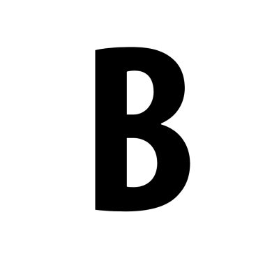 Letra B preta em fundo branco
