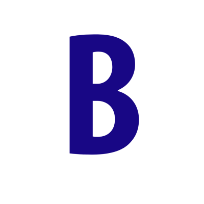 Letra B azul escura em fundo branco