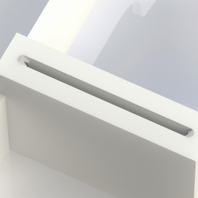 Produto branco com uma ranhura estreita e longa sobre superfície branca