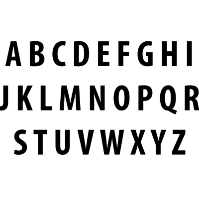 Letras maiúsculas do alfabeto A a Z em preto sobre fundo branco