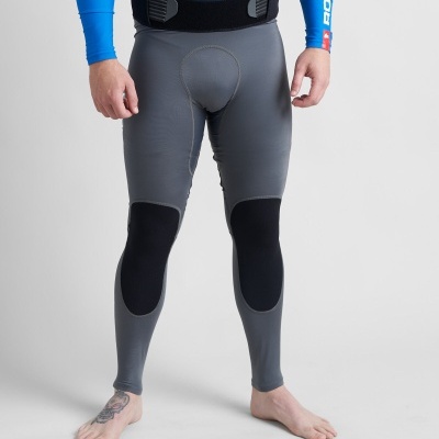 Calças justas de neoprene cinzentas com alojoamento e reforço preto