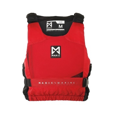 Colete salva-vidas vermelho MAGIC MARINE tamanho M com detalhes pretos