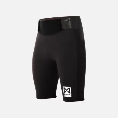 Calções pretos ajustados com logótipo branco Magic na perna