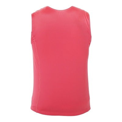 Camisola rosa sem mangas, vista de costas, tecido liso