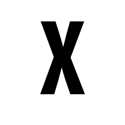 Letra X preta em fundo branco