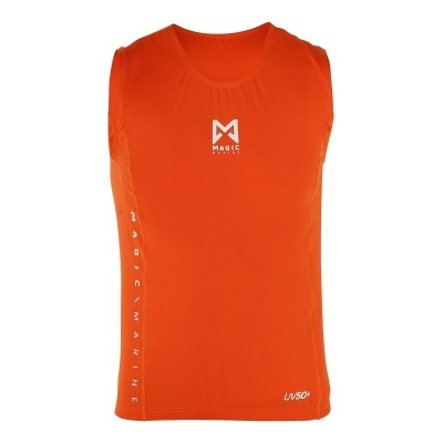 Camisola sem mangas laranja com texto e logótipo branco Magic Marine
