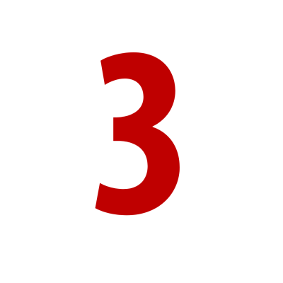 Número 3 vermelho sobre fundo branco