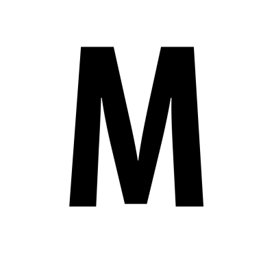 Letra M preta em fundo branco