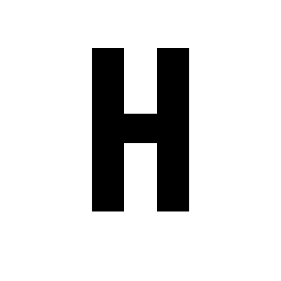 Letra H maiúscula preta sobre fundo branco