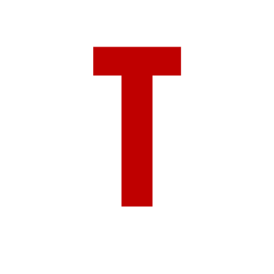 Letra T vermelha em fundo branco