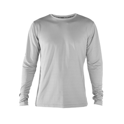 Camisola de manga comprida cinza claro com gola redonda