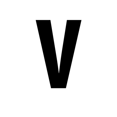 Caractere 'V' em preto sobre fundo branco