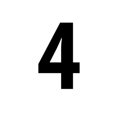 Número 4 preto em fundo branco