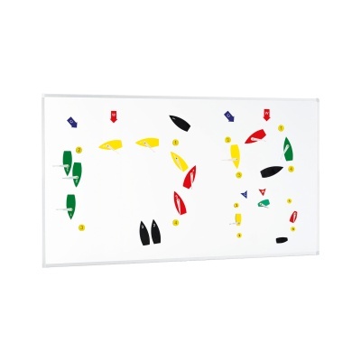 Quadro magnético branco com ímanes coloridos e setas
