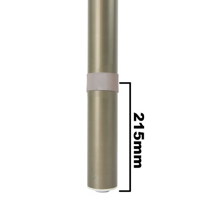 Tubo metálico dourado com faixa branca e indicação de 215mm