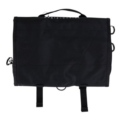 Organizador preto de tecido resistente com alça e fecho